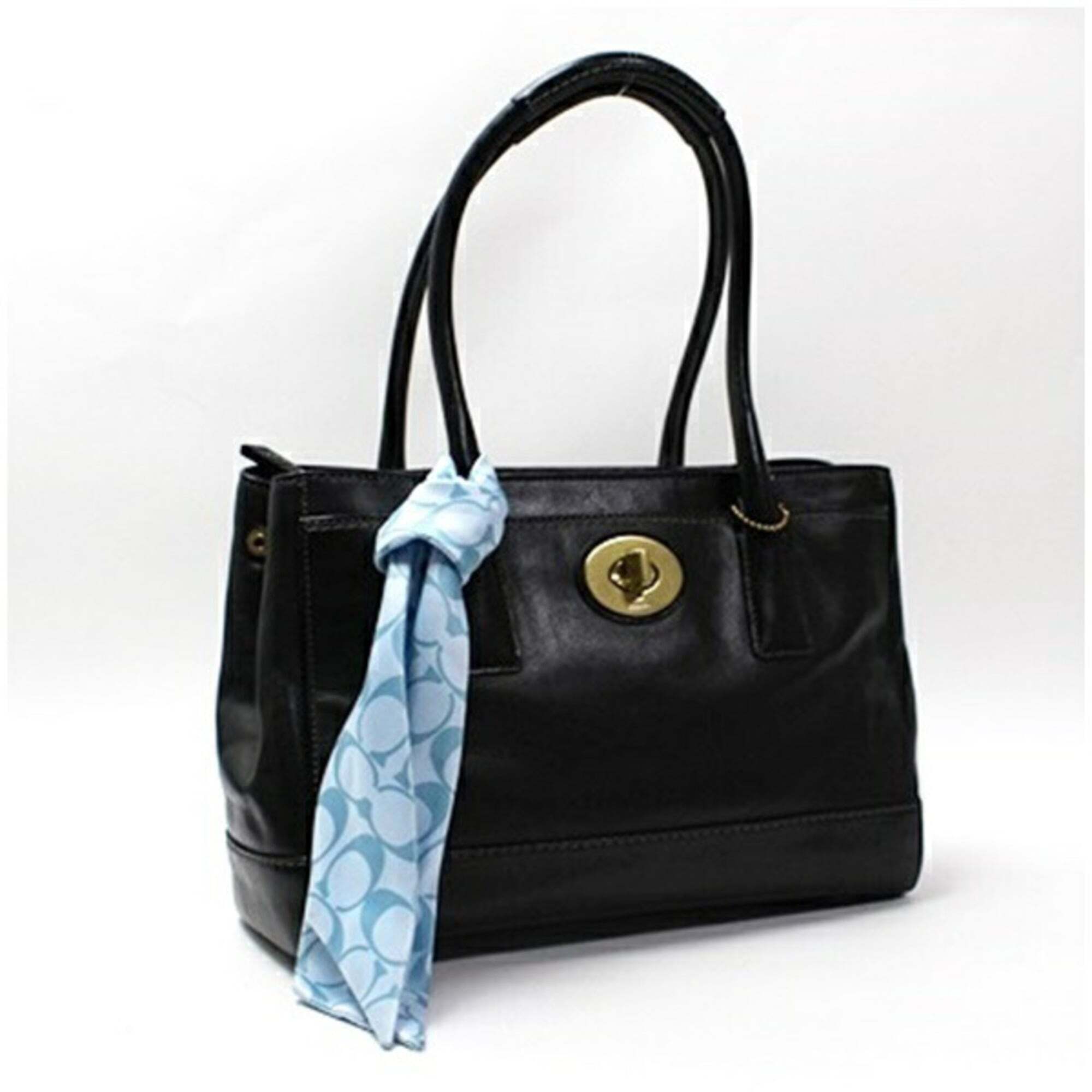 Coach Tote Bag, Black Leather, 11553, For Coach, With Scarf